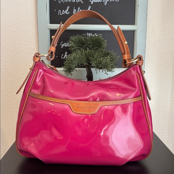 DOONEY & BOURKE Fuchsia Hobo Bag with Tan Leather Accents - Picture 1 of 11